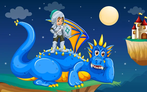 Dragon en knight — Stockvector