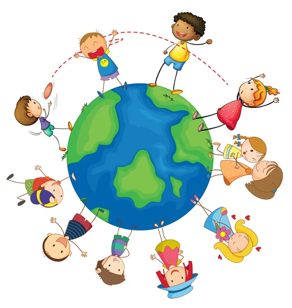 Kids and globe — Stock Vector