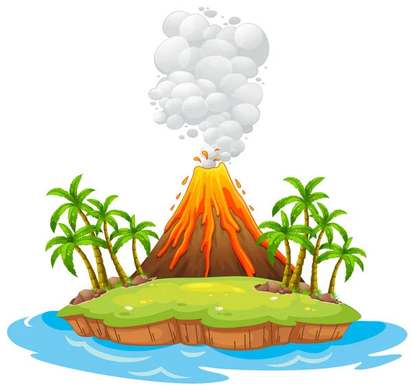 Isla del volcán — Vector de stock