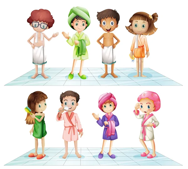 Kids in the bathroom — Stock Vector