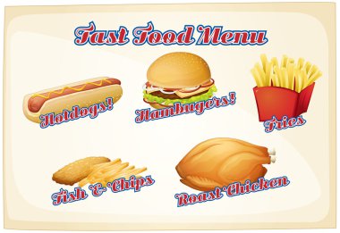Fast food menu vector Fast food menu vector