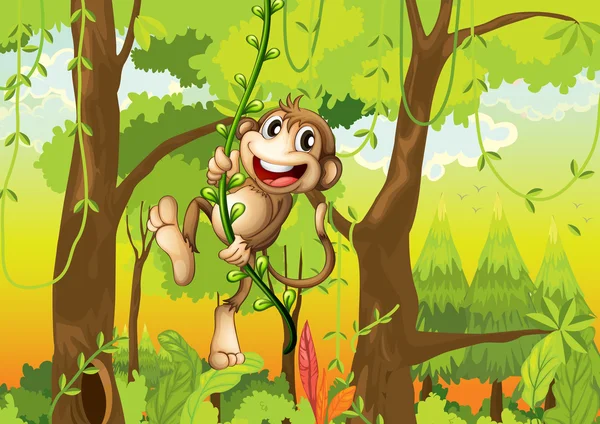 Macaco na floresta — Vetor de Stock