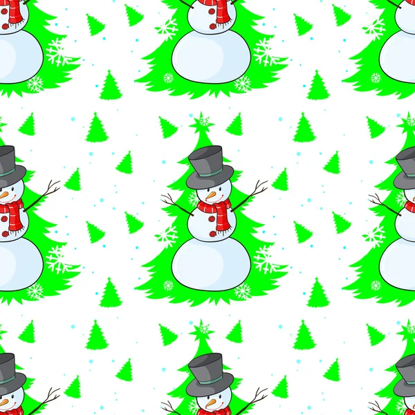 Design sans couture avec un bonhomme de neige — Image vectorielle