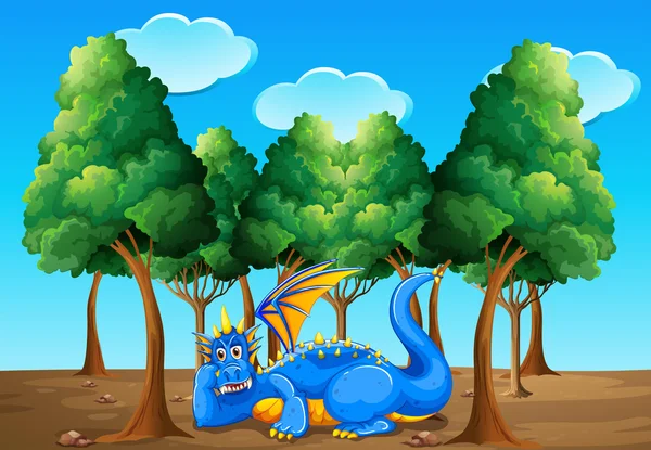 Un dragon sous les arbres — Image vectorielle