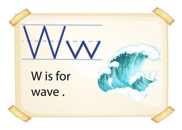 Ein Buchstabe w für Welle — Stockvektor