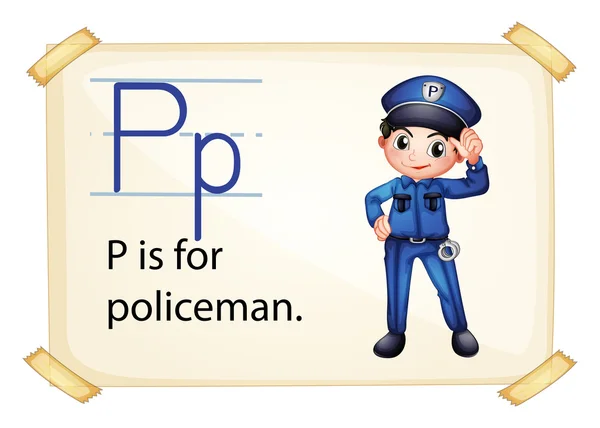 A letter P for policeman — Stock Vector