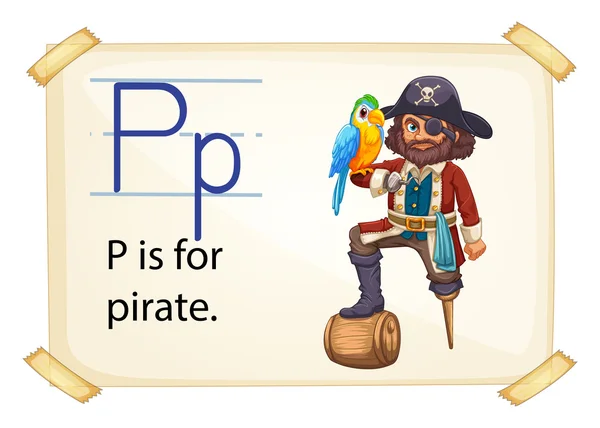 Ein Buchstabe p für Pirat — Stockvektor