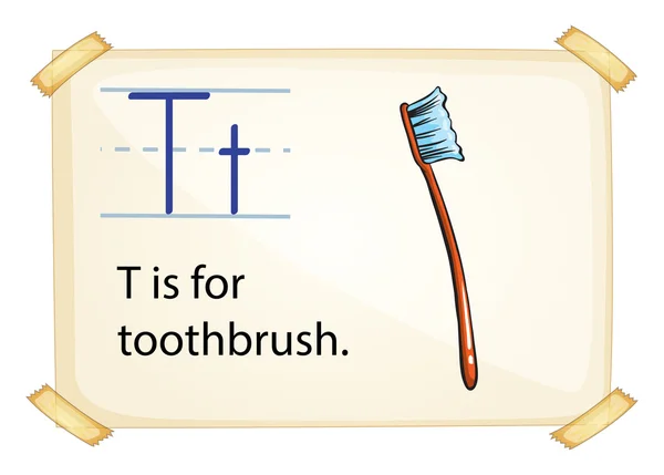 A letter T for toothbrush — Stock Vector