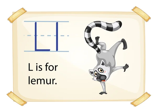 Uma letra L para lémure — Vetor de Stock