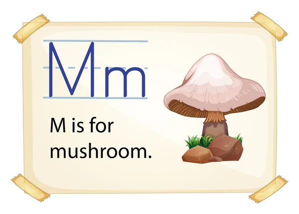 A letter M for mushroom — Stock Vector