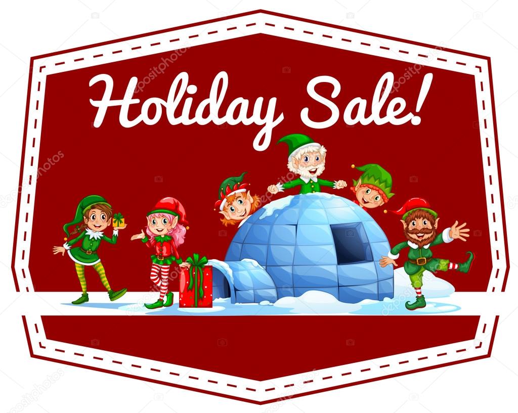 Holiday sale Christmas label on white
