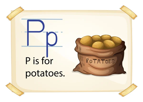 A letter P for potatoes — Stock Vector