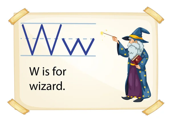 A letter W for wizard — Stock Vector