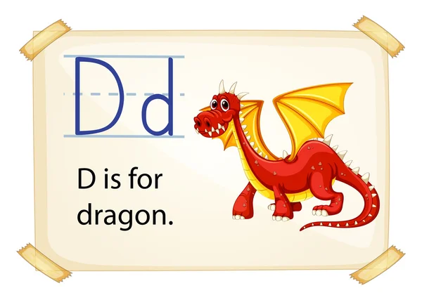 A letter D for dragon — Stock Vector