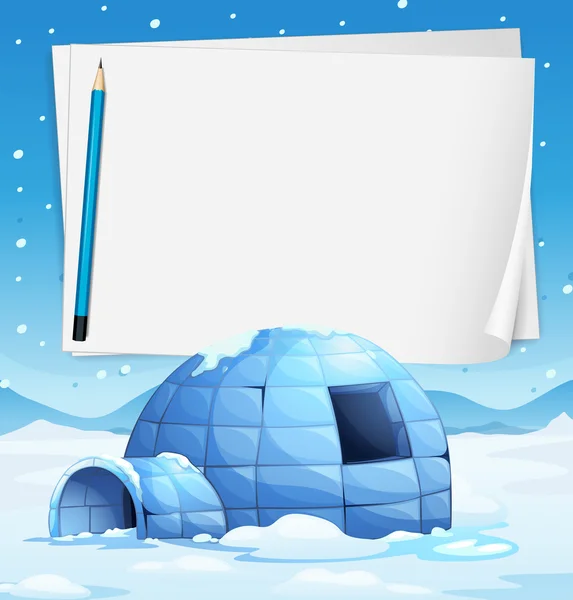 Igloo and papers — Stock Vector