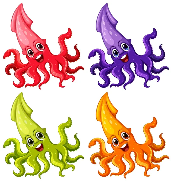 Un grupo de calamares — Vector de stock