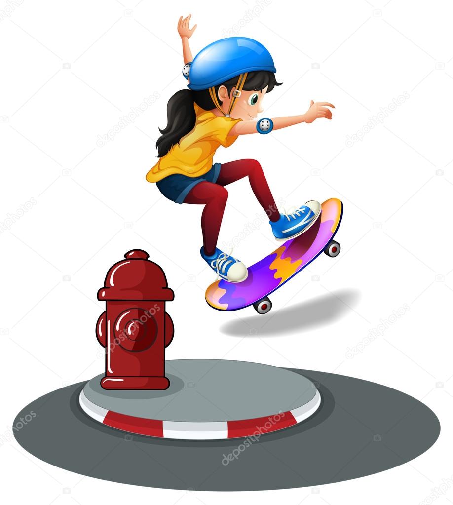 A young girl skating