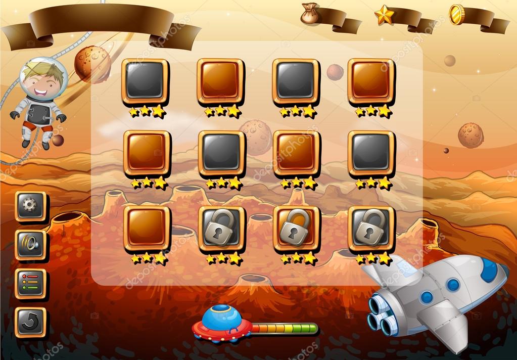 Set of icons and elements of game with space theme