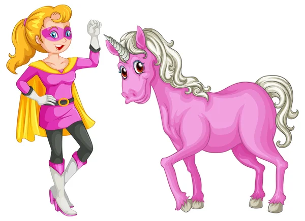 A female hero and a horse — Stock Vector
