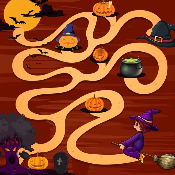 A halloween maze game — Stock Vector