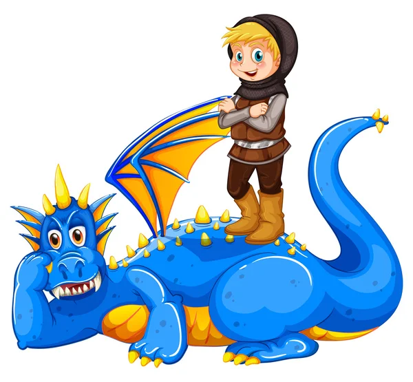 A boy taming the dragon — Stock Vector