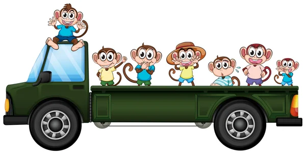 Truck and monkeys — Stock Vector