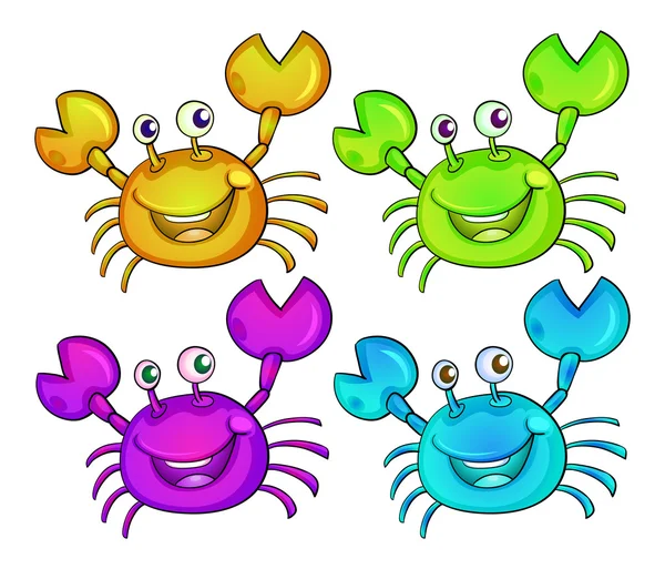 Quatre crabes colorés — Image vectorielle