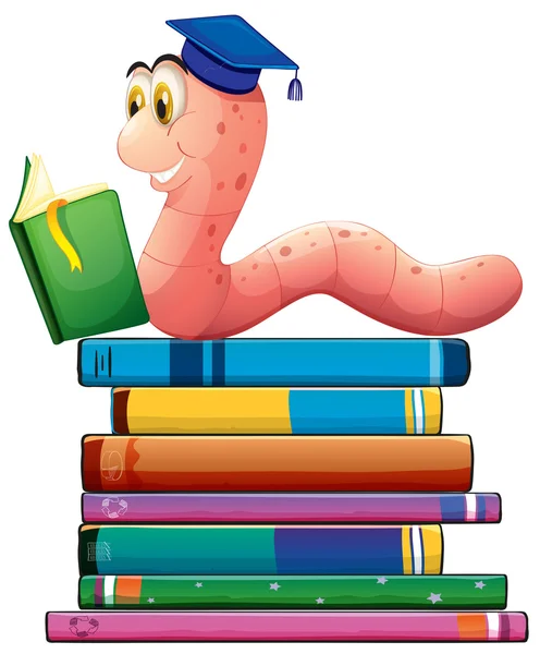 Book and worm — Stock Vector