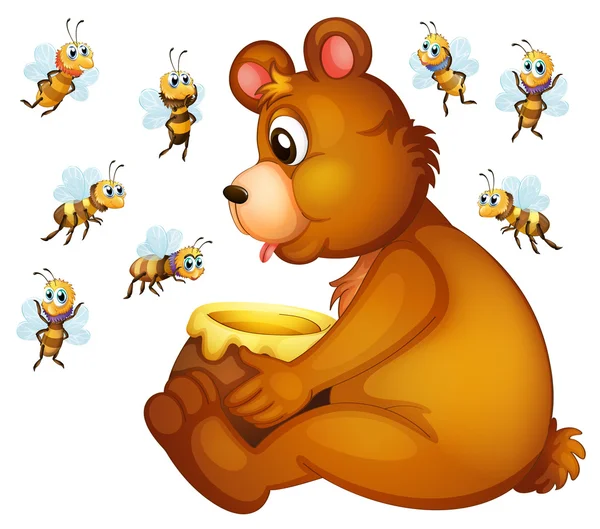 Bear and bees Stock Vector