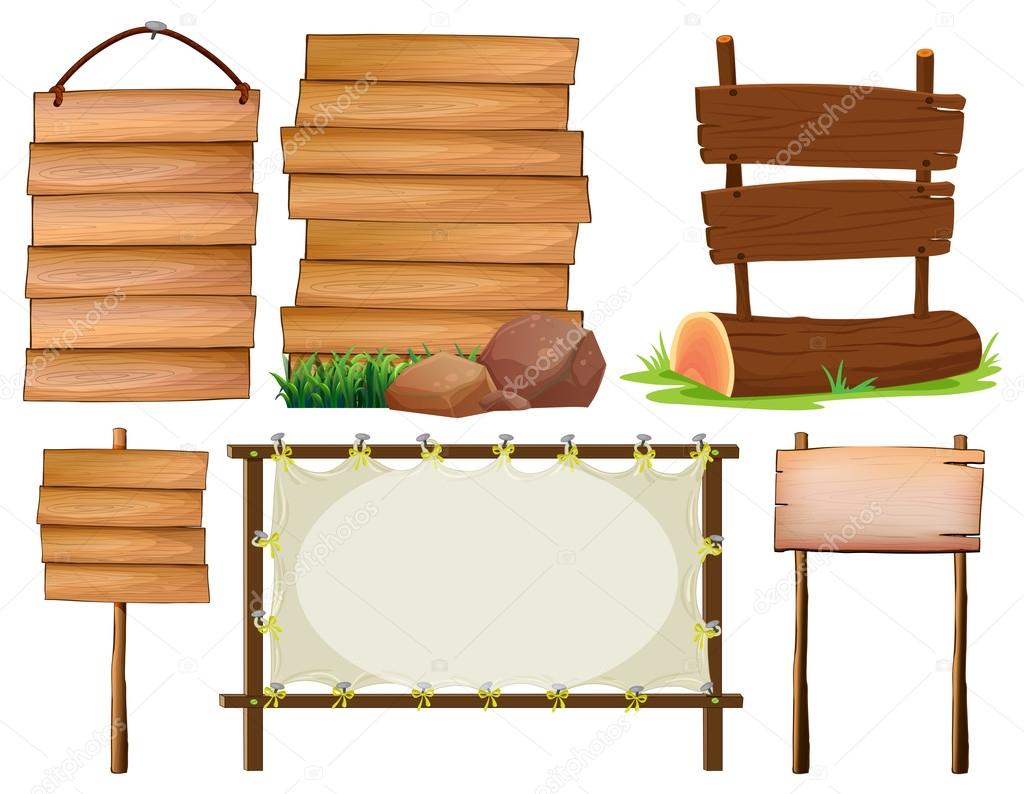 Wooden signs Stock Vector by ©interactimages 60427957, image size:1024x794