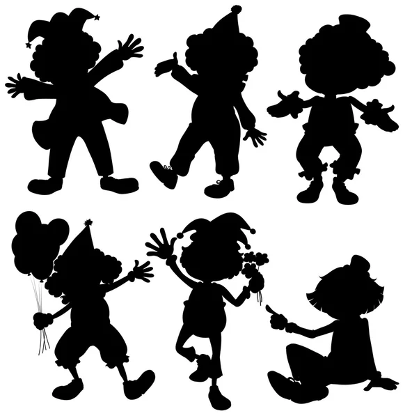 Silhouette clowns — Stock Vector