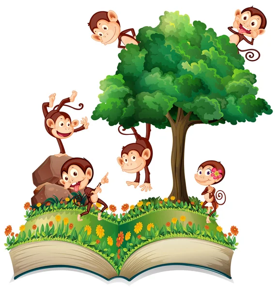 Opice a strom — Stockový vektor