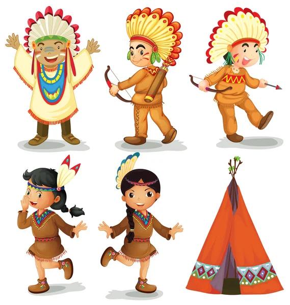 Indios americanos — Vector de stock