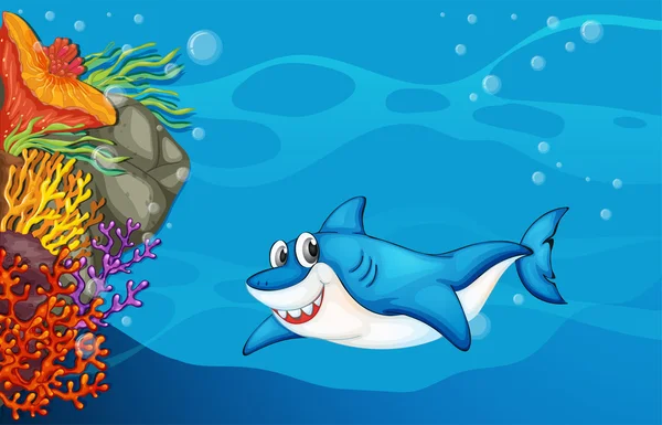 Un requin sous la mer — Image vectorielle