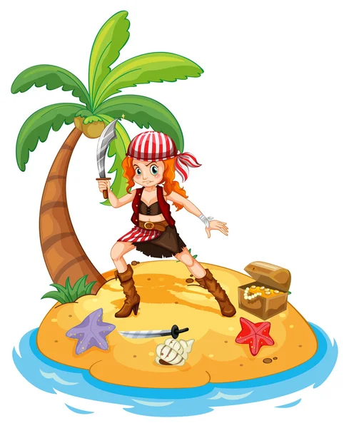 Pirate and island — Stock Vector