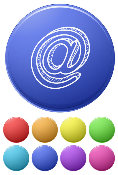 Маленькие пуговицы и большая кнопка с надписью at
