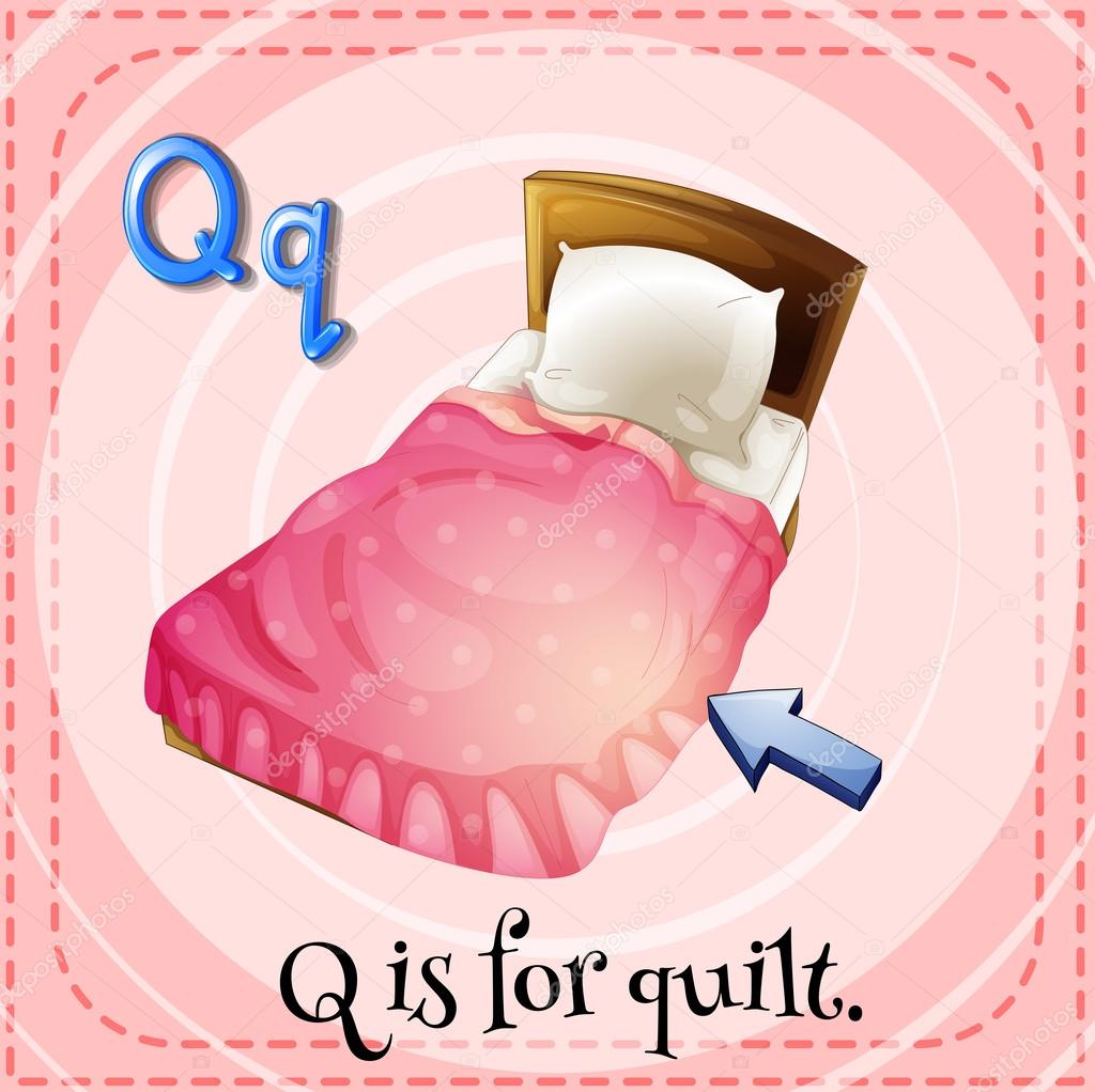 Illustration of a letter q is for quilt