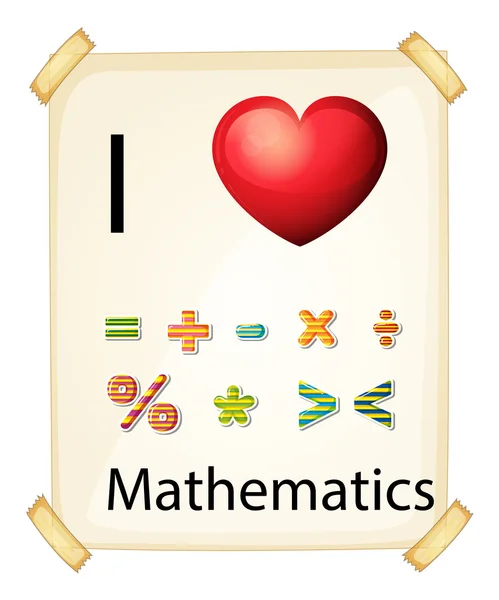 Плакат, що показує любов математики — стоковий вектор