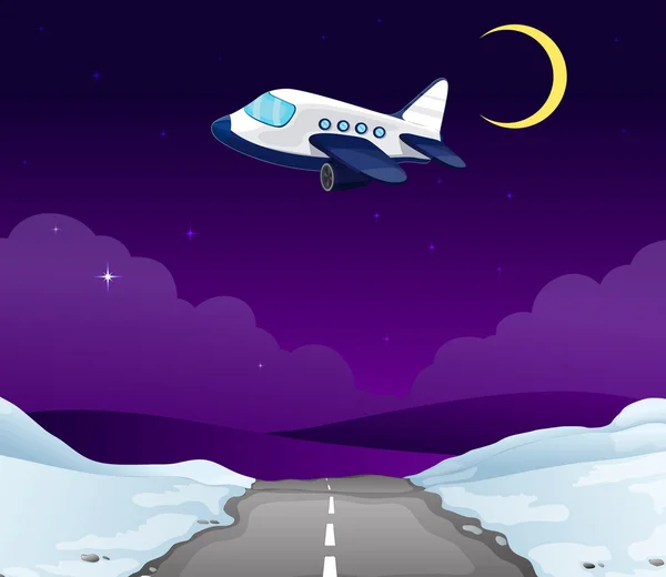 Un avión sobre la carretera — Vector de stock