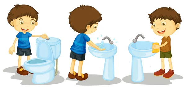 Niño y baño — Vector de stock