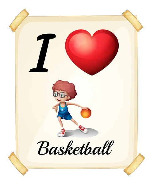Basketbol sevgisi gösteren bir poster — Stok Vektör