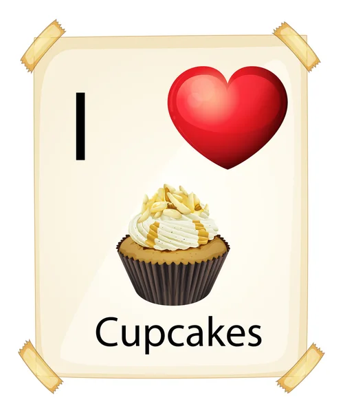 Plakat pokazano miłość cupcake — Wektor stockowy