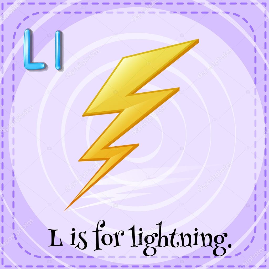 Illustration of a letter L is for lightning