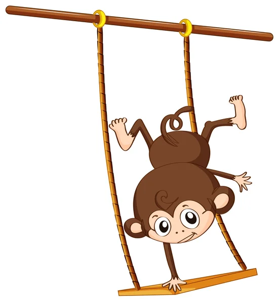 Monkey and swing — Stock Vector