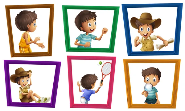 Niños y marcos de fotos — Vector de stock