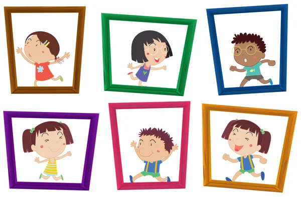 Children and photo frames — Stock Vector