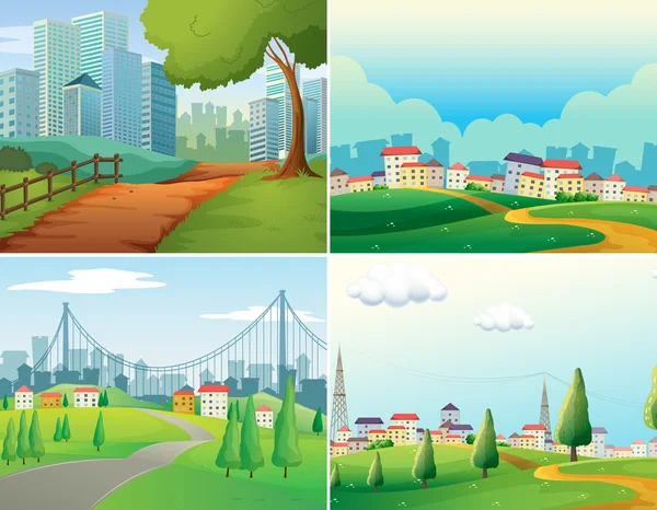 Ciudades y parques — Vector de stock