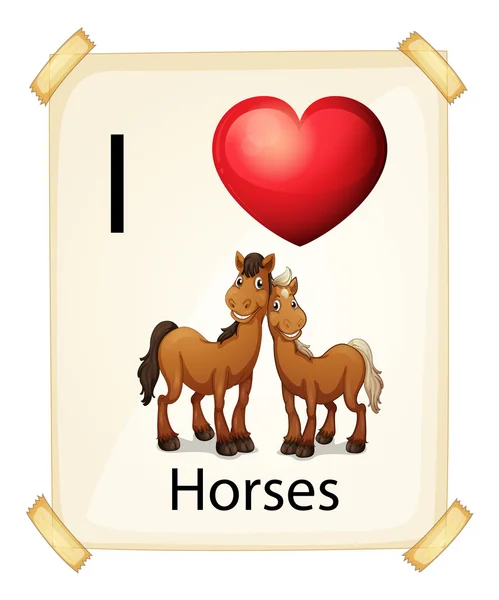 I love horses — Stock Vector