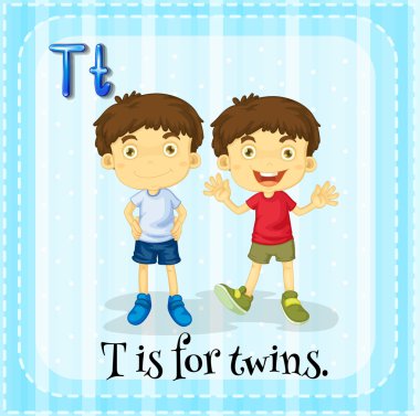 Letter T is for twins clipart