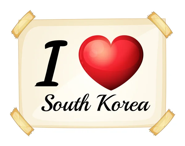 I love South Korea — Stock Vector